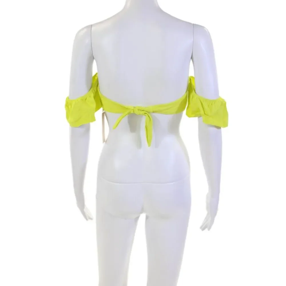 Eberjey Women's Lola Flutter Sleeves Swimsuit Bikini Top Lime Size M